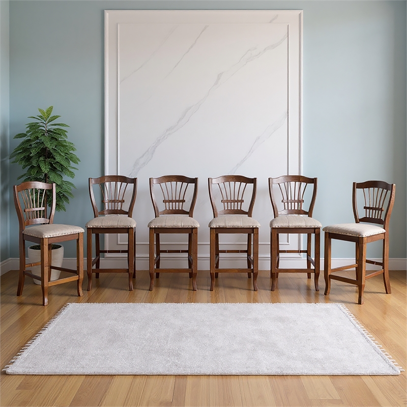 New Classic Furniture Bixby Wood Counter Chair in Espresso Brown (Set of 6)