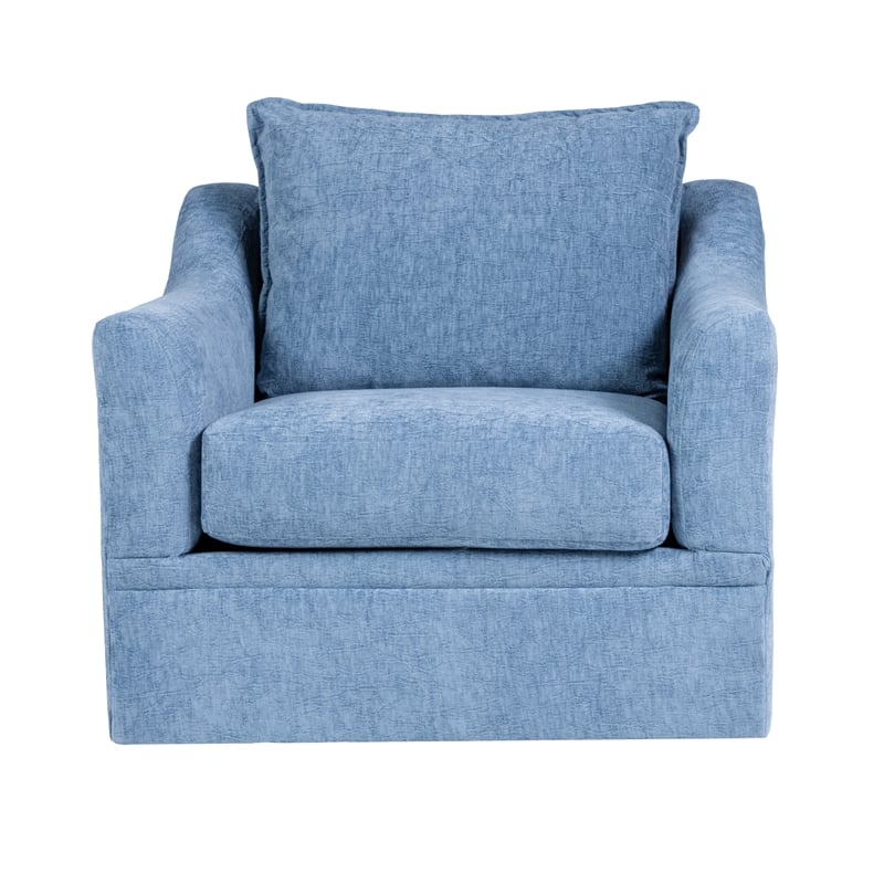 New Classic Furniture Sylvie Polyester Swivel Chair in Blue Slate (Set of 2)