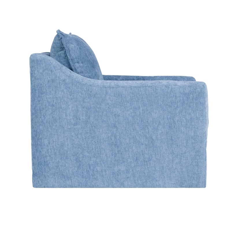 New Classic Furniture Sylvie Polyester Swivel Chair in Blue Slate (Set of 2)