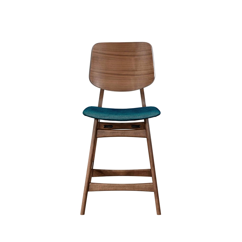 New Classic Furniture Oscar Wood Counter Chair in Walnut/Teal (Set of 4)