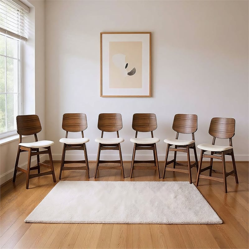 New Classic Furniture Oscar Wood Counter Chair - Walnut/Natural Beige (Set of 6)