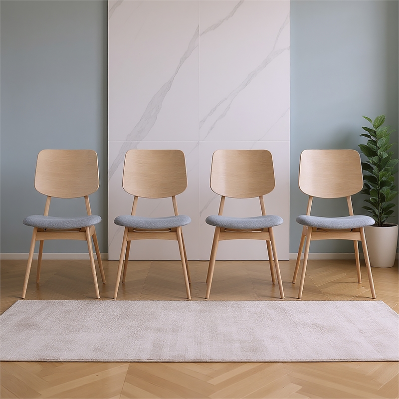 New Classic Furniture Oscar Wood Dining Chair in White Ash/Gray (Set of 4)