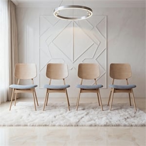 New Classic Furniture Oscar Wood Dining Chair in White Ash/Gray (Set of 4)