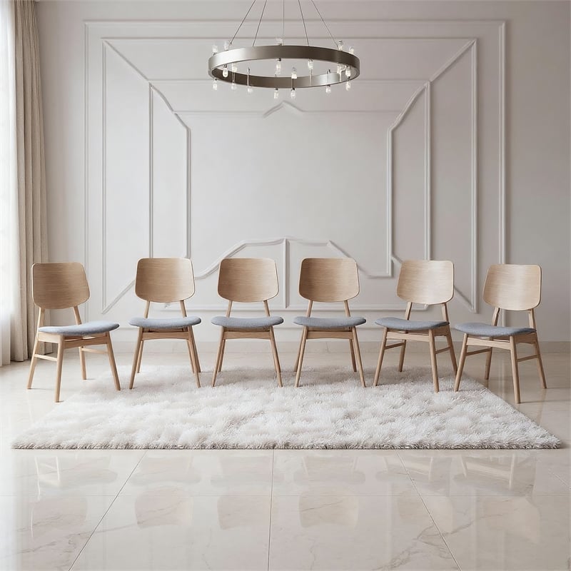 New Classic Furniture Oscar Wood Dining Chair in White Ash/Gray (Set of 6)