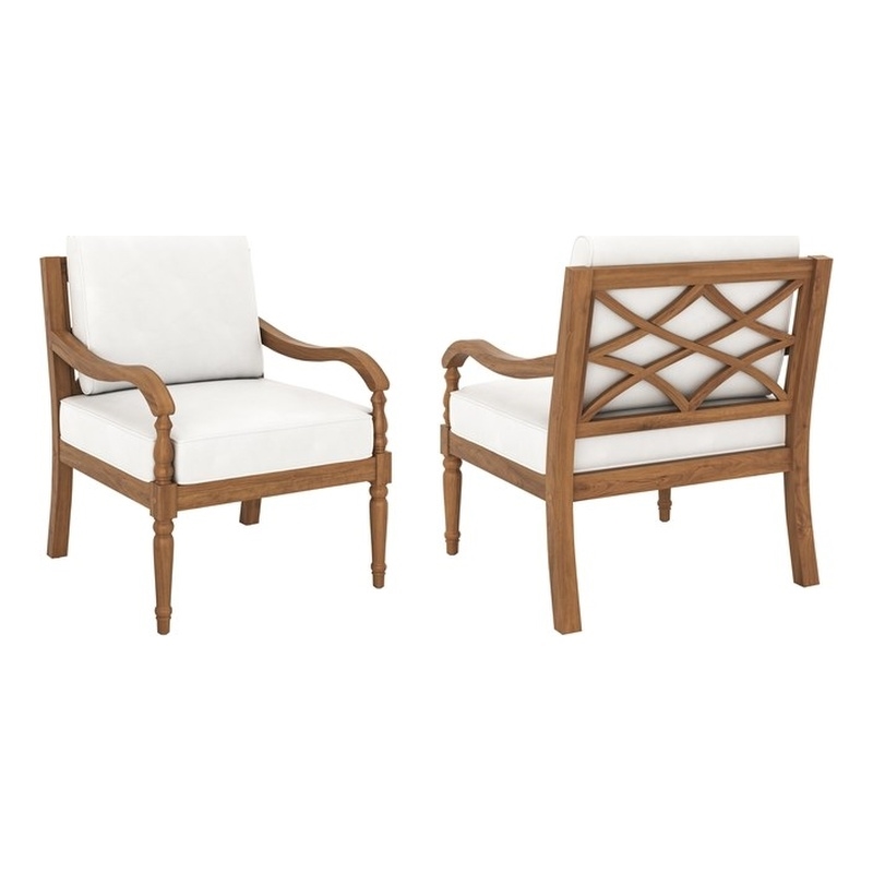 New Classic Furniture Savannah Wood Patio Club Chair in Natural/White (Set of 6)