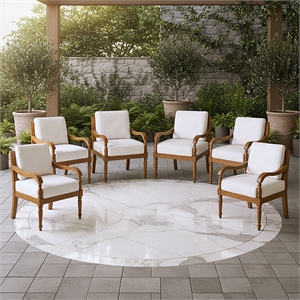 New Classic Furniture Savannah Wood Patio Club Chair in Natural/White (Set of 6)