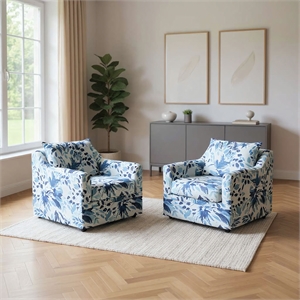 New Classic Furniture Sylvie Polyester Swivel Chair in Multi-Color (Set of 2)