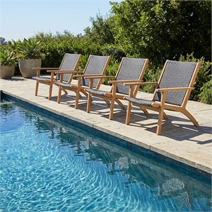 New Classic Furniture Radius Wood and Wicker Patio Side Chair in Gray (Set of 4)