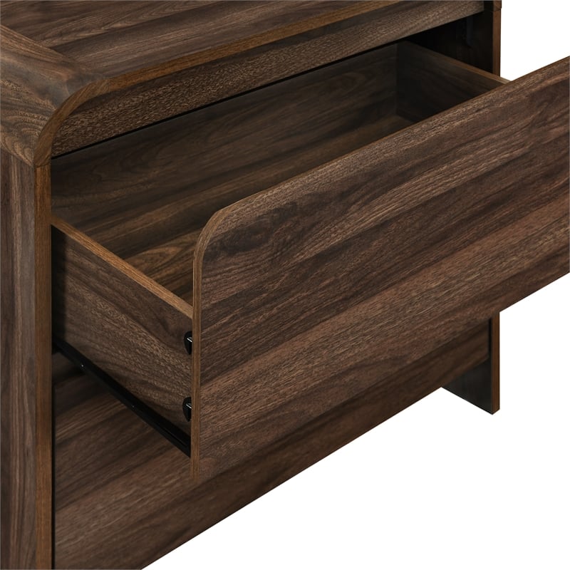 New Classic Furniture Mara Wood 2-Drawer End Table in Walnut/Brown