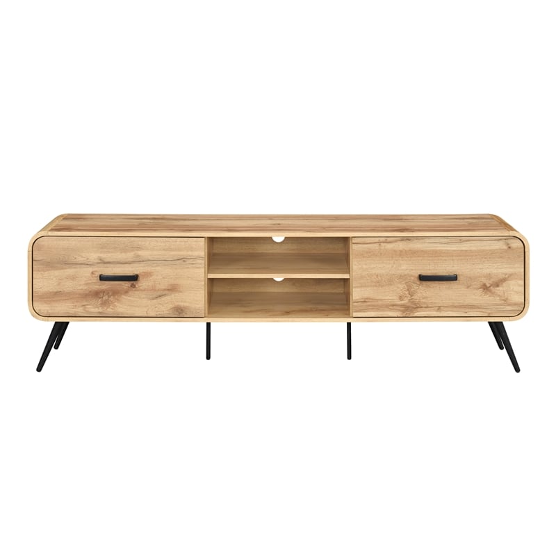 New Classic Furniture Rowan Wood Low Profile TV Console in Natural/Beige