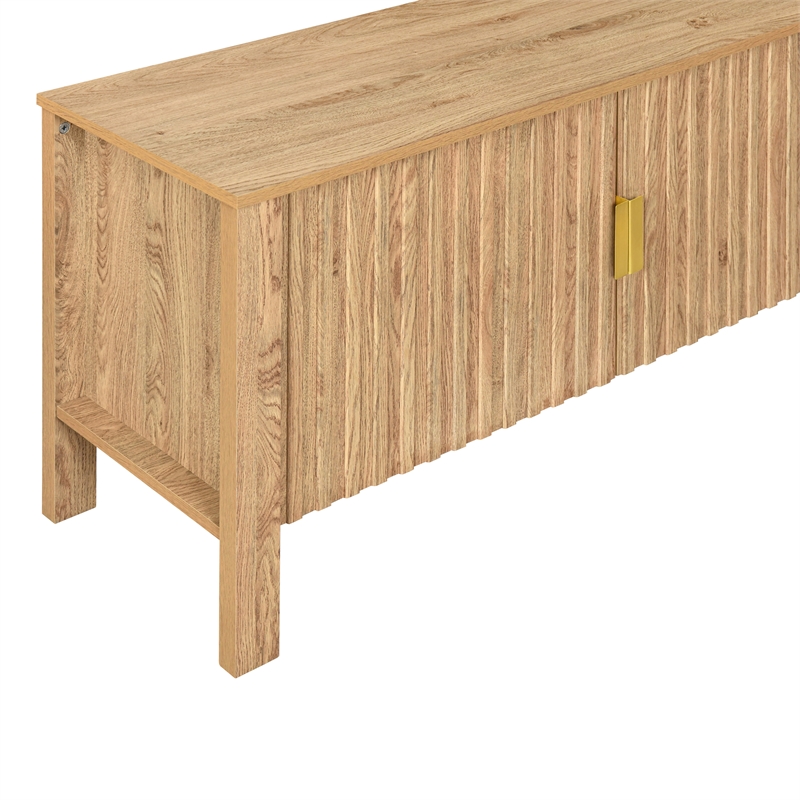 New Classic Furniture Thayer Wood TV Console with Two Doors in Natural/Beige