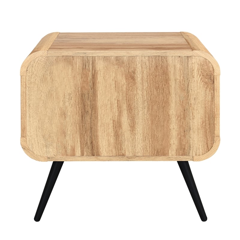 New Classic Furniture Rowan Wood 1-Drawer End Table in Natural/Beige (Set of 2)