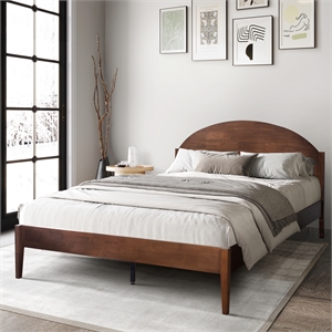 New Classic Furniture Rowland Wood Queen Platform Bed in Walnut