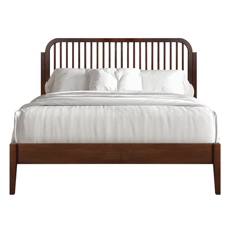 New Classic Furniture Soma Wood Queen Platform Spindle Bed in Walnut