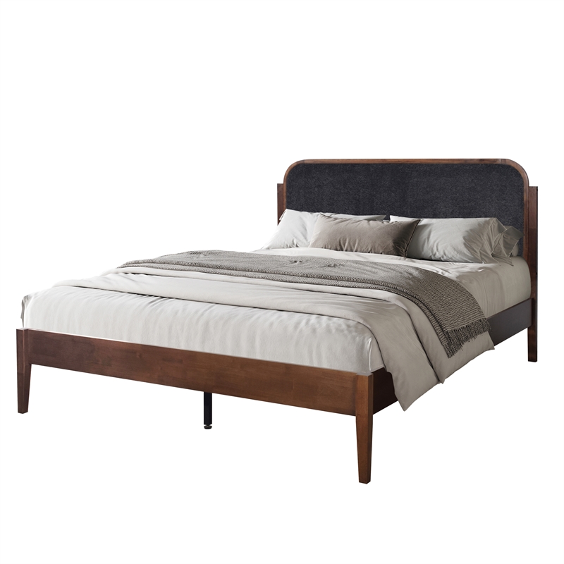 New Classic Furniture Hawthorne Wood Queen Platform Bed in Walnut/Charcoal