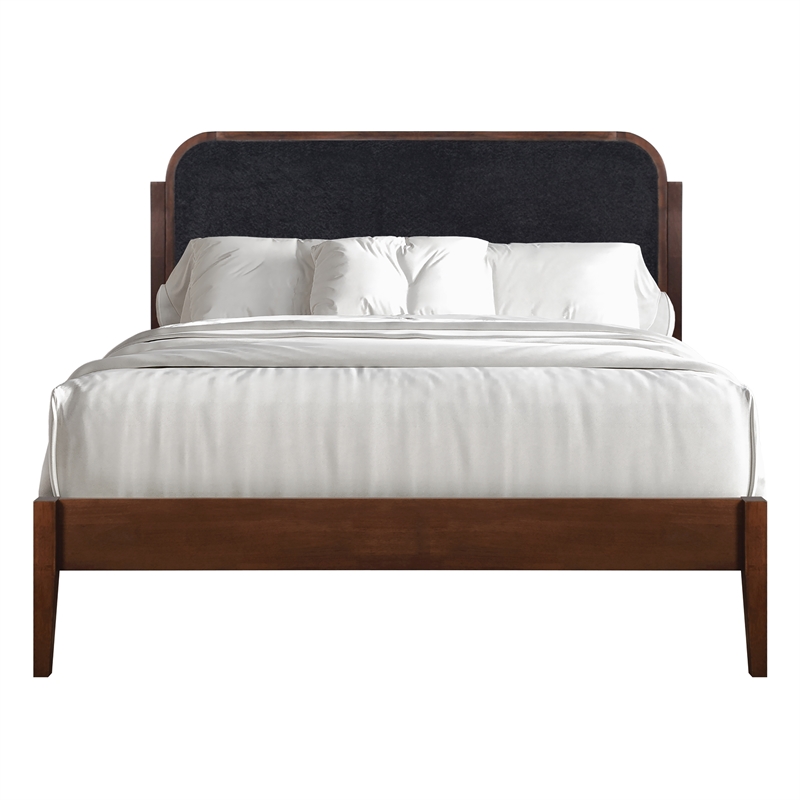 New Classic Furniture Hawthorne Wood Queen Platform Bed in Walnut/Charcoal