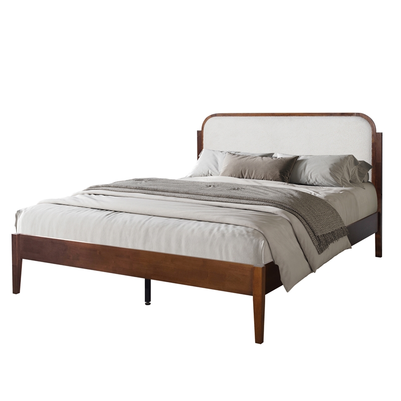 New Classic Furniture Hawthorne Wood Queen Platform Bed in Walnut/White