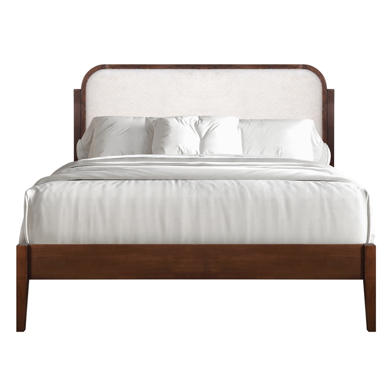 New Classic Furniture Hawthorne Wood Queen Platform Bed in Walnut/White