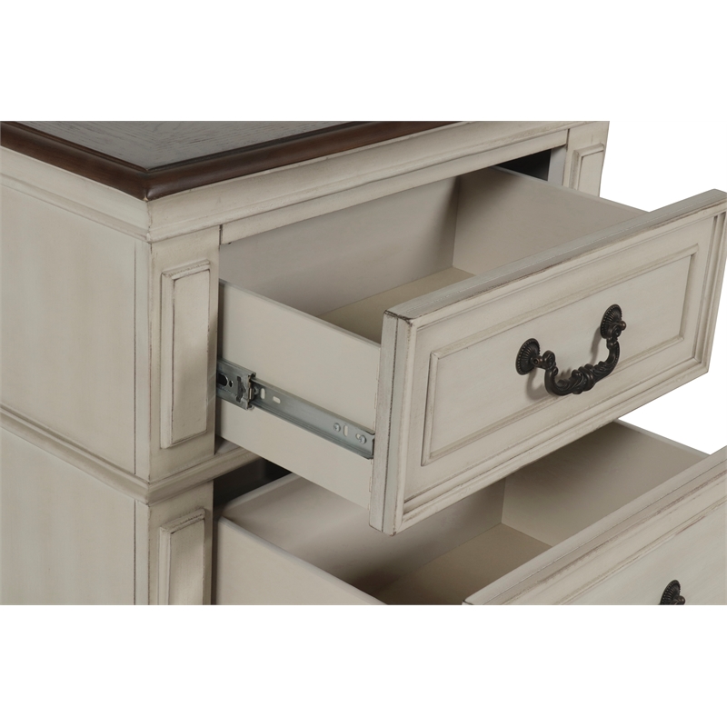 New Classic Furniture Anastasia Wood Nightstand in Ant. White (Set of 2)