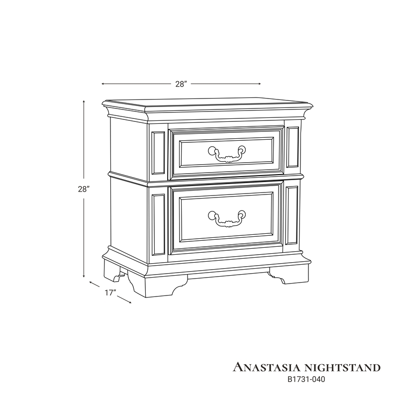 New Classic Furniture Anastasia Wood Nightstand in Ant. White (Set of 2)