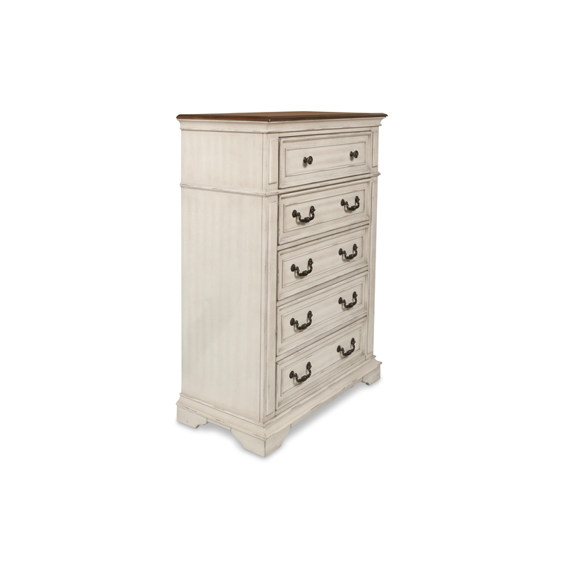 New Classic Furniture Anastasia 3-Pc Wood Bedroom Set with Chest in Ant. White