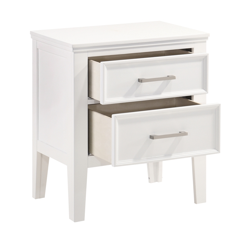 New Classic Furniture Andover Wood Nightstand in White (Set of 2)