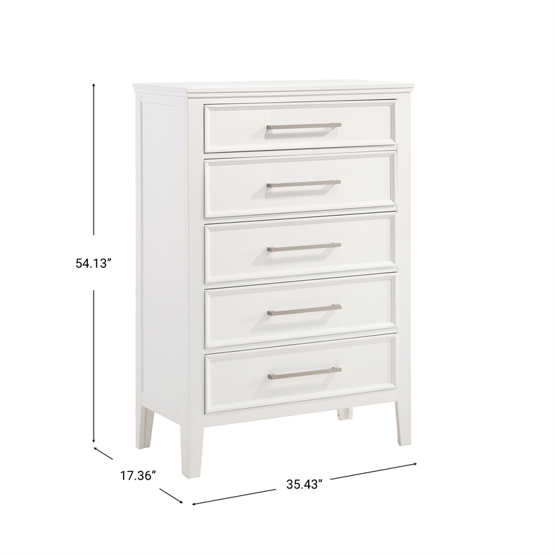 New Classic Furniture Andover 3-Pc Wood Bedroom Set with Chest in White