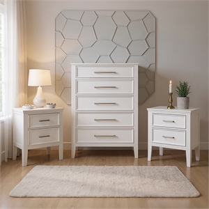 New Classic Furniture Andover 3-Pc Wood Bedroom Set with Chest in White