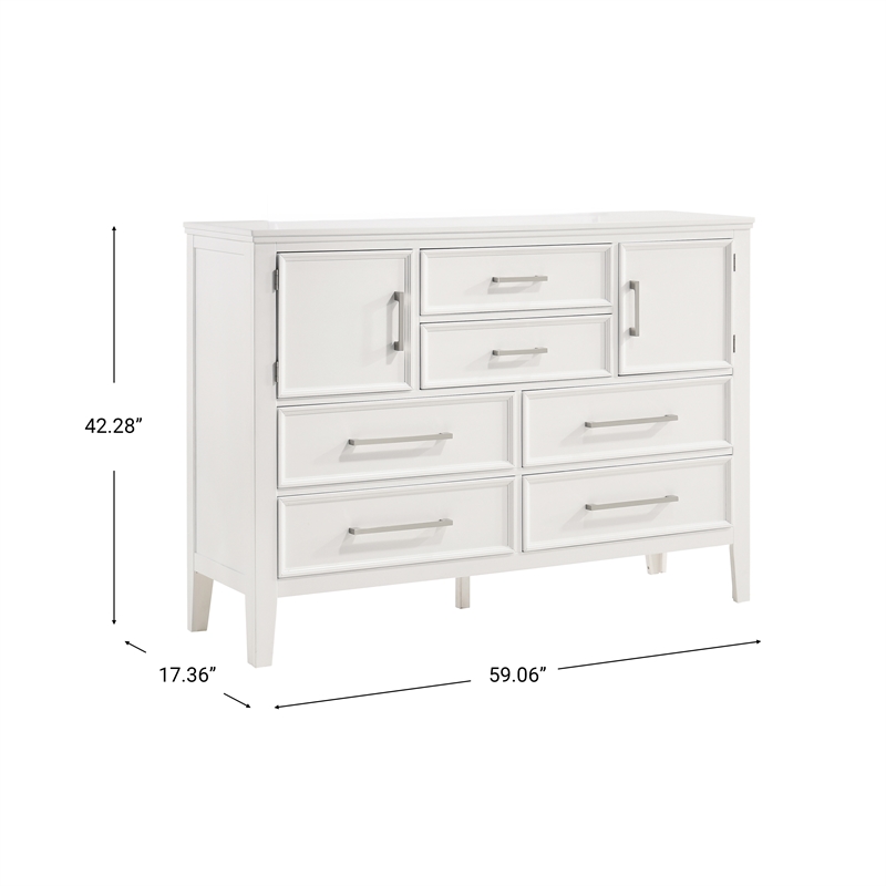 New Classic Furniture Andover 3-Pc Wood Bedroom Set with Dresser in White