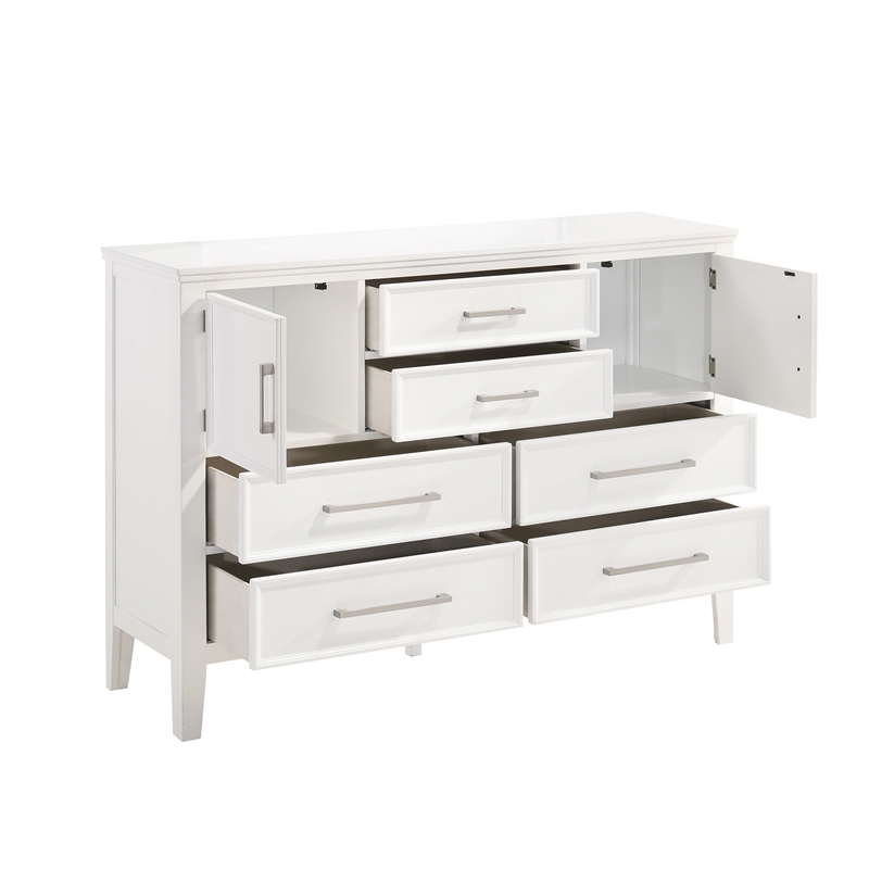 New Classic Furniture Andover 3-Pc Wood Bedroom Set with Dresser in White