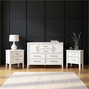 New Classic Furniture Andover 3-Pc Wood Bedroom Set with Dresser in White