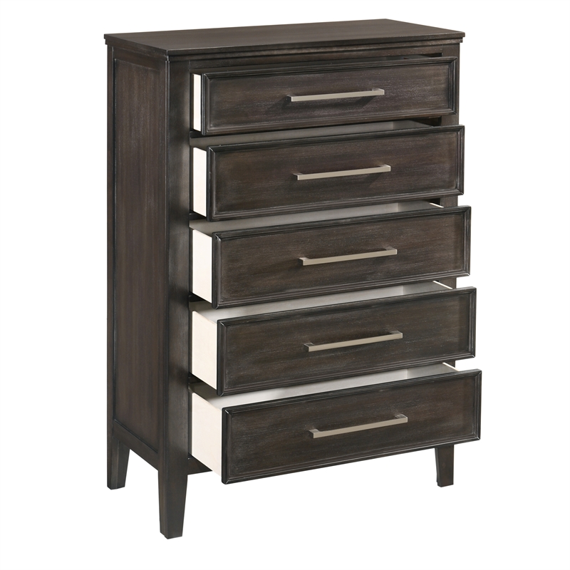 New Classic Furniture Andover 3-Pc Wood Bedroom Set with Chest in Nutmeg