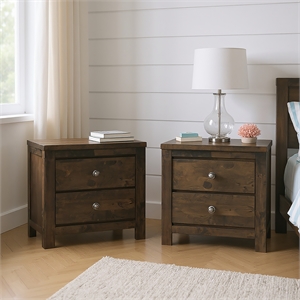 New Classic Furniture Blue Ridge Wood 2-Drawer Nightstand in Gray (Set of 2)