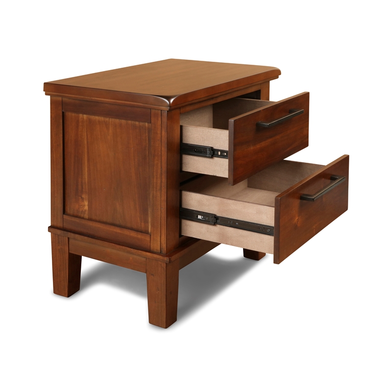 New Classic Furniture Cagney Wood Nightstand in Chestnut (Set of 2)