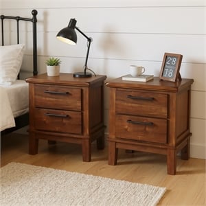 New Classic Furniture Cagney Wood Nightstand in Chestnut (Set of 2)
