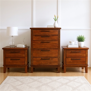 New Classic Furniture Cagney 3-Pc Wood Bedroom Set with Chest in Chestnut