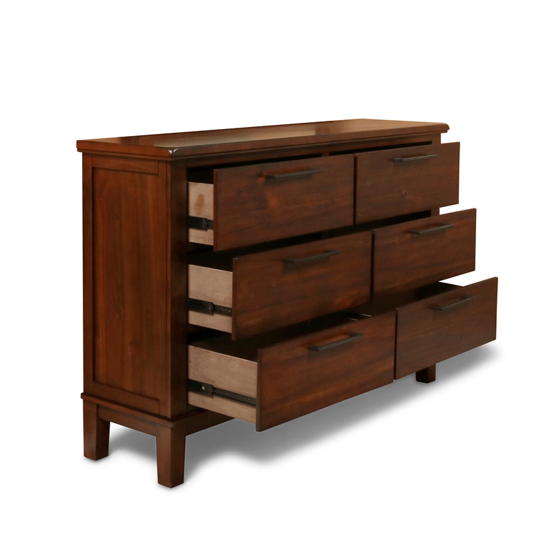 New Classic Furniture Cagney 3-Pc Wood Bedroom Set with Dresser in Chestnut