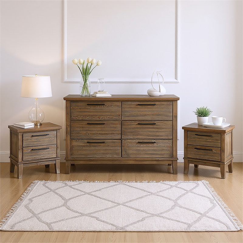 New Classic Furniture Cagney 3-Pc Wood Bedroom Set with Dresser in Gray