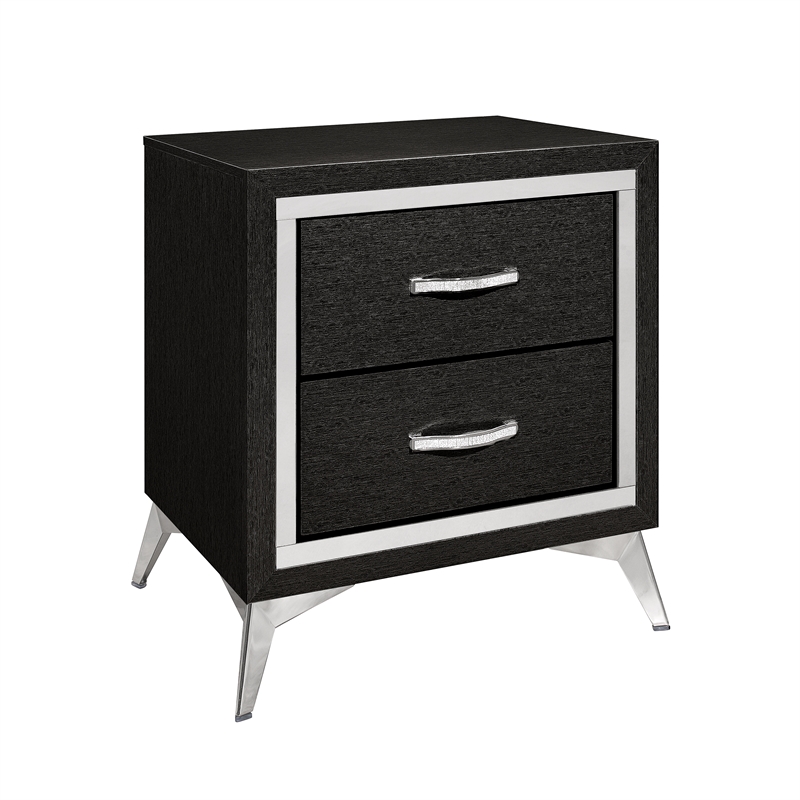 New Classic Furniture Huxley Wood Nightstand in Black (Set of 2)