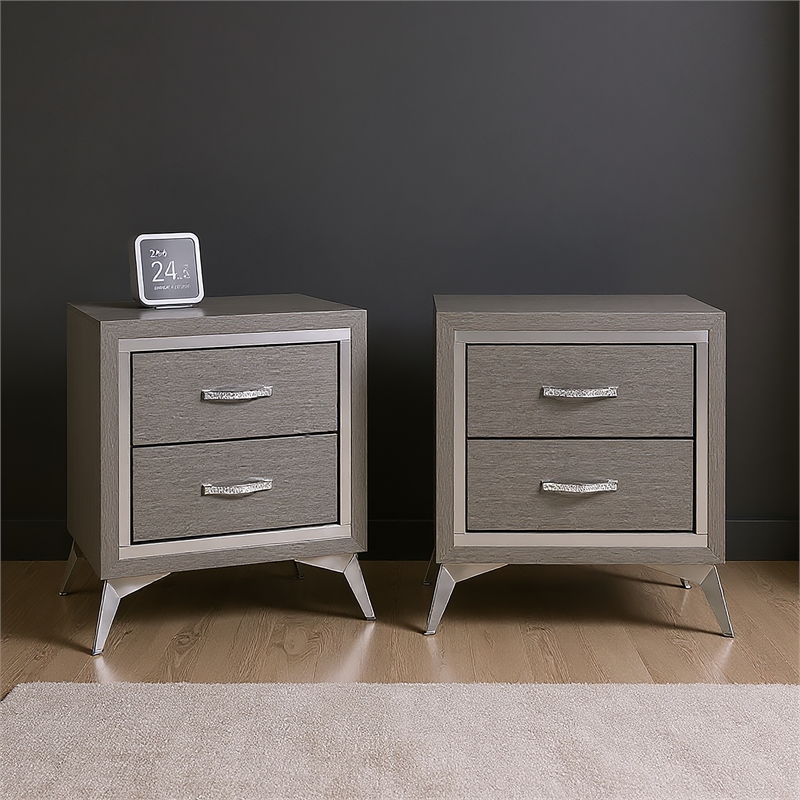 New Classic Furniture Huxley Wood Nightstand in Gray (Set of 2)