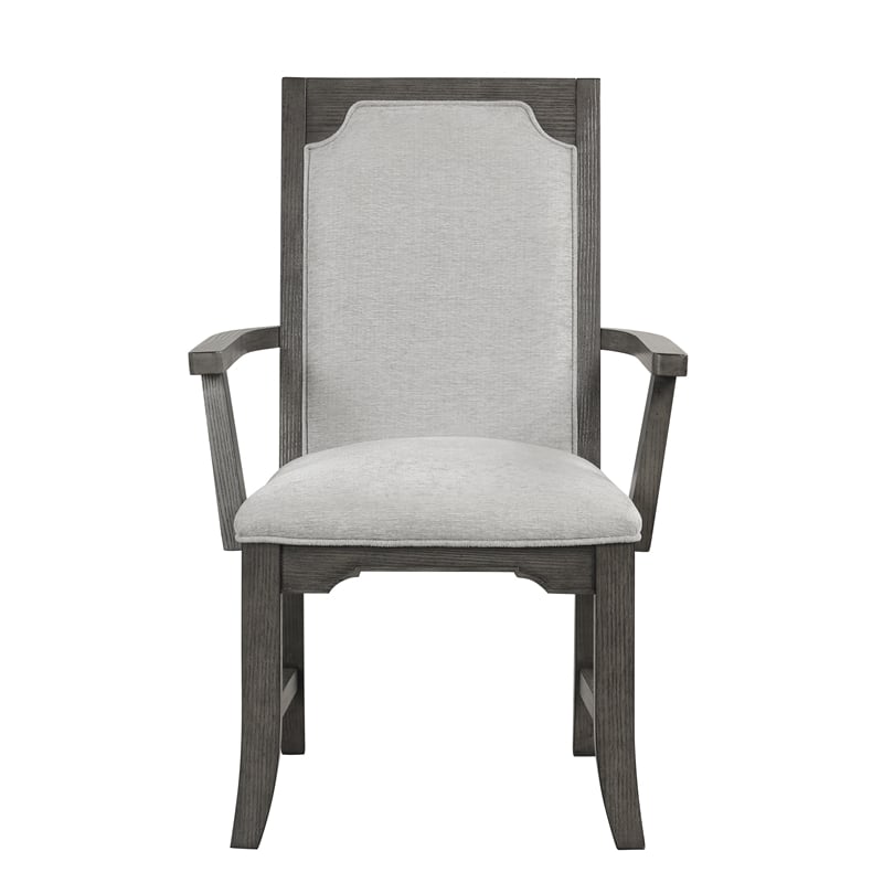 New Classic Furniture Lisbon Wood Dining Arm Chair in Gray (Set of 2)