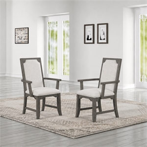 New Classic Furniture Lisbon Wood Dining Arm Chair in Gray (Set of 2)