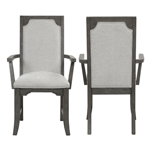 New Classic Furniture Lisbon Wood Dining Arm Chair in Gray (Set of 2)