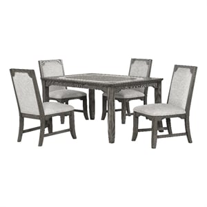 New Classic Furniture Lisbon 5-Piece Wood Rectangle Dining Set in Gray