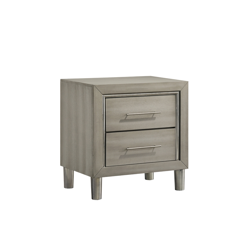New Classic Furniture Lennox Wood Modern 2-Drawer Nightstand in Gray