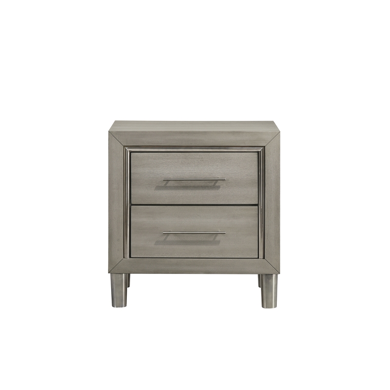 New Classic Furniture Lennox Wood Modern 2-Drawer Nightstand in Gray
