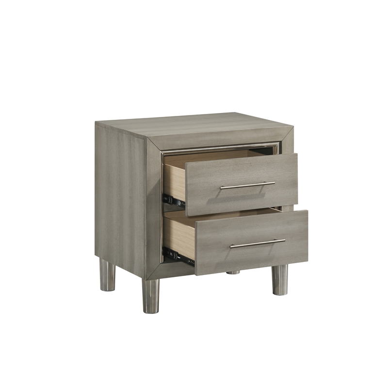 New Classic Furniture Lennox Wood Modern 2-Drawer Nightstand in Gray