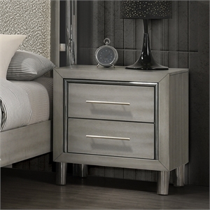 New Classic Furniture Lennox Wood Modern 2-Drawer Nightstand in Gray