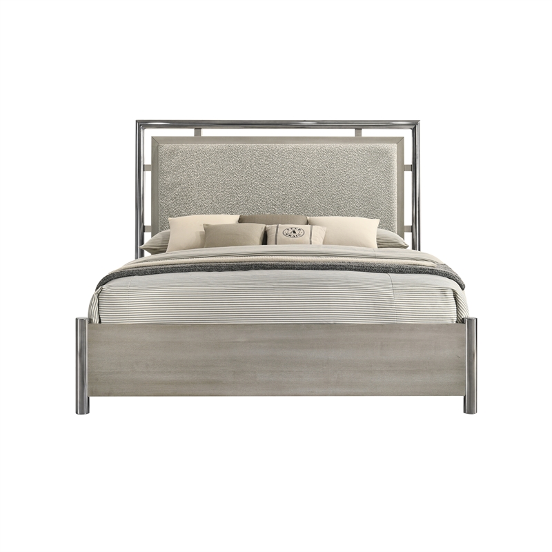 New Classic Furniture Lennox Wood King Size Panel Bed in Gray