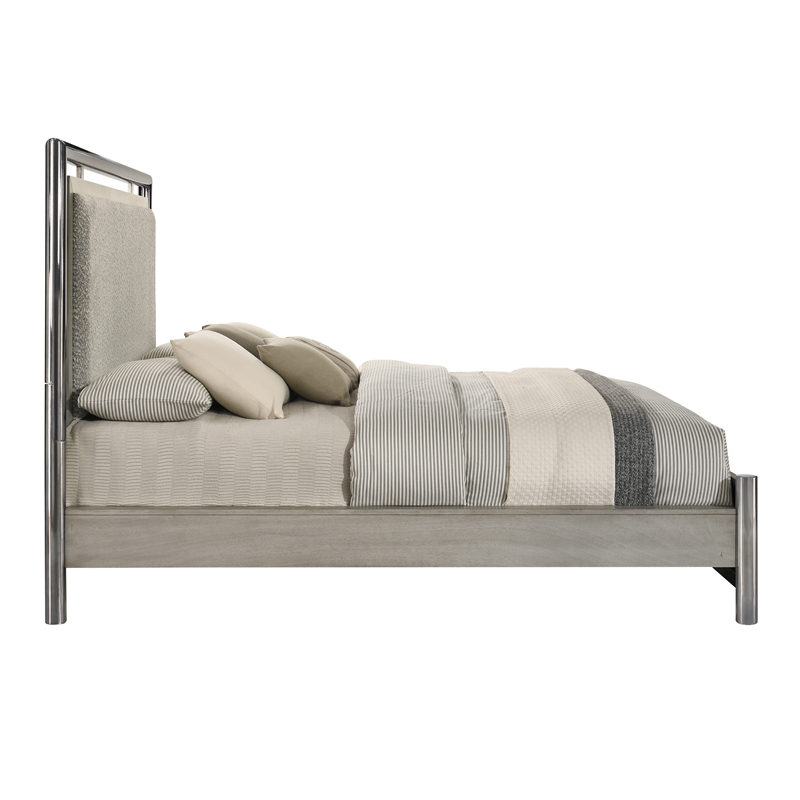 New Classic Furniture Lennox Wood King Size Panel Bed in Gray